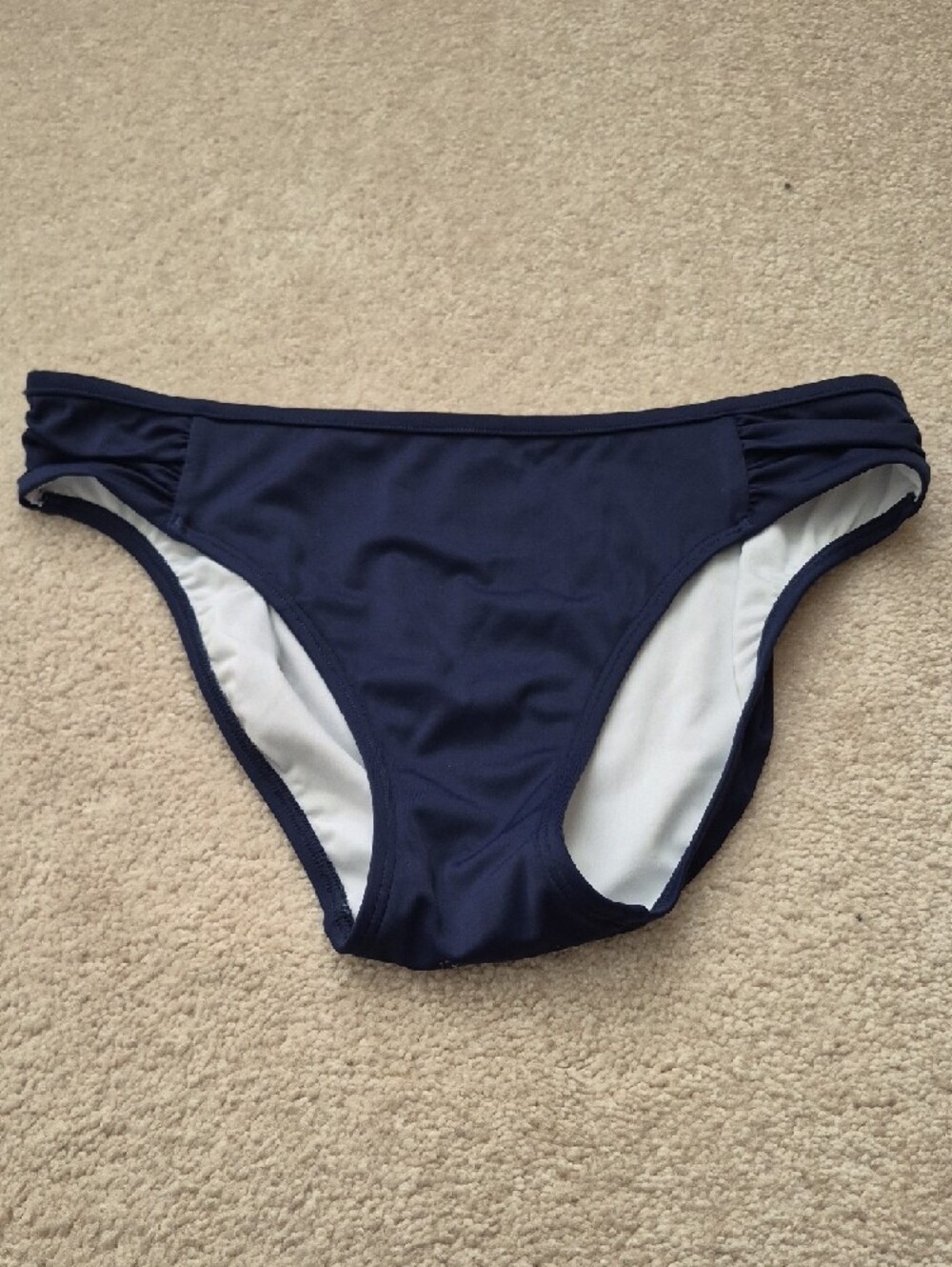 L.L. Bean Navy Blue Printed Tankini Top with Solid Navy Bikini Bottom - Picture 4 of 4
